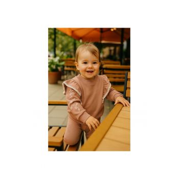 Bluza groasa cu maneca lunga si volanas -  - My Roots - Roz Pal - pentru fetite