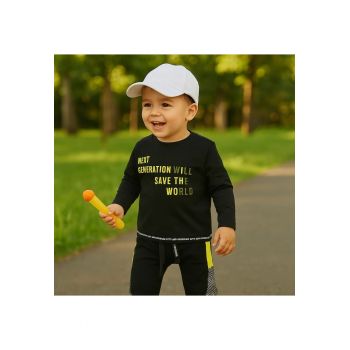 Bluza subtire cu maneca lunga imprimata  - City Boys - Negru - pentru baietei