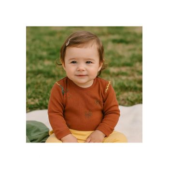 Bluza subtire cu maneca lunga -  - Retro Journey - Caramiziu - pentru fetite