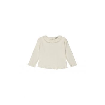 Bluza subtire cu maneca lunga si guler volan  - Little Heart - Ecru - pentru fetite