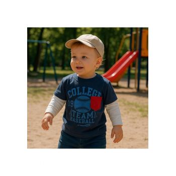 Bluza subtire cu maneca lunga si imprimeu  - Athletic Team - Bleumarin - pentru baietei