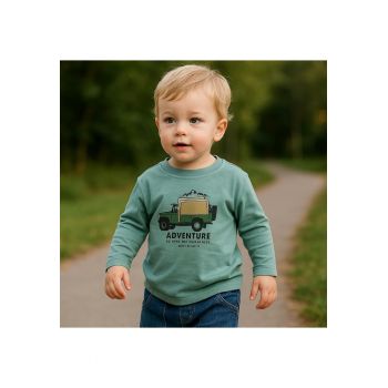 Bluza subtire cu maneca lunga si model Camion -  - Authentic Threads - Mint - pentru baieti