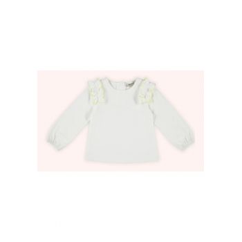 Bluza subtire cu maneca lunga si volanas la umar -  - Botanic Garden - Alba - pentru fetite
