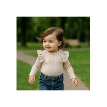 Bluza tricotata cu maneca lunga si volanase -  - It`s Our Nature - Gri Melange - pentru fetite
