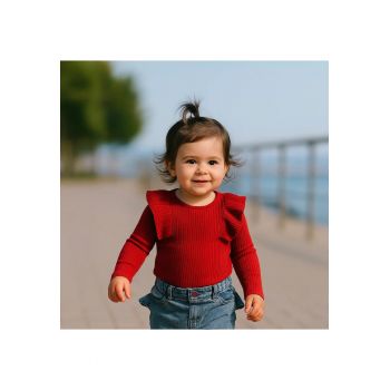 Bluza tricotata cu maneca lunga si volanase -  - It`s Our Nature - Rosu - pentru fetite