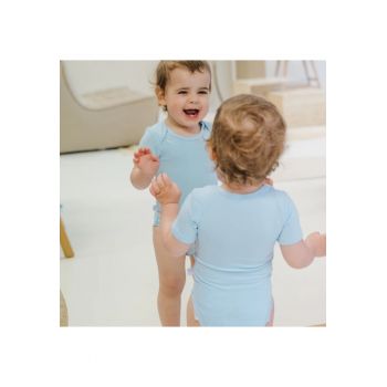 Body cu maneca scurta din bambus -  Bleu - pentru baieti