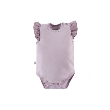 Body cu maneca scurta si volan -  - Botanic - Mov - pentru fetite