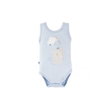 Body fara maneci cu model elefant - - Mellow - Bleu - pentru baietei - Bleu Body fara maneci cu model elefant - - Mellow - Bleu - pentru baietei - Bleu