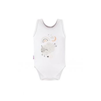 Body fara maneci cu model oita - - Mellow - Alb - pentru baietei Body fara maneci cu model oita - - Mellow - Alb - pentru baietei