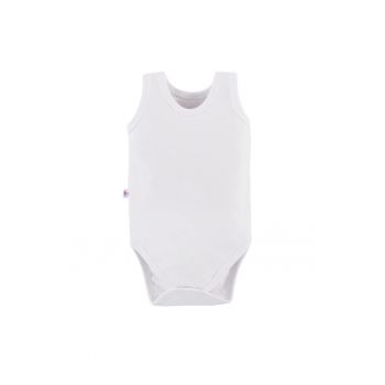 Body fara maneci  - White - Alb - pentru baietei