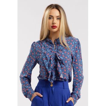 Camasa cu aplicatii cu volane si model