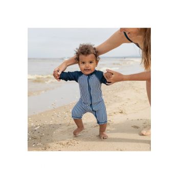 Costum de baie cu protectie solara UPF 50+ -  - Nautical Stripes - Albastru Navy cu dungi - pentru baieti