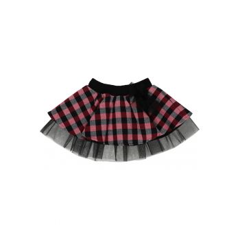 Fusta tutu cu tull si model in carouri -  - Pretty - Rosu si Negru - pentru fetite