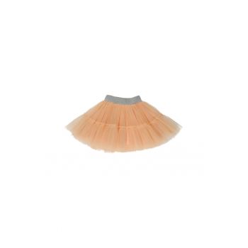 Fusta tutu din tull sclipitoare cu volan  - Party Mood - Somon - pentru fetite