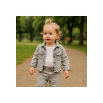 Geaca de blugi cu broderie  - Elena - Gri - Denim - pentru fetite
