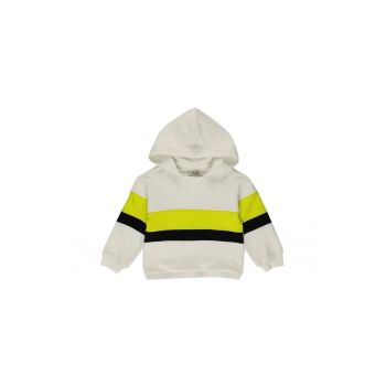Hanorac cu gluga  - Elegant - Alb verde si negru - cu dungi - pentru baietei