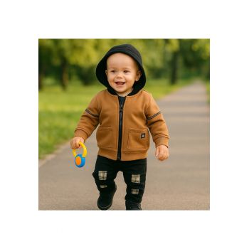 Hanorac cu gluga neagra -  - Road Legend - Caramel - pentru baieti