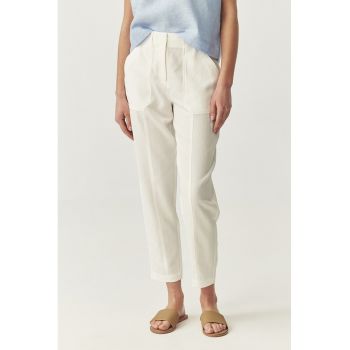 Pantaloni crop din amestec de lyocell