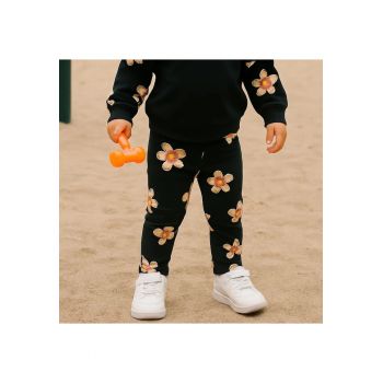 Pantaloni cu imprimeu floral  - Good Day - Negru - pentru fetite