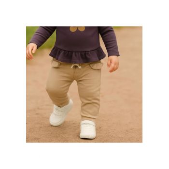 Pantaloni de trening lungi cu volanas in talie -  - Botanic Garden - Bej - pentru fetite