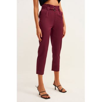 Pantaloni din amestec de lyocell cu talie inalta