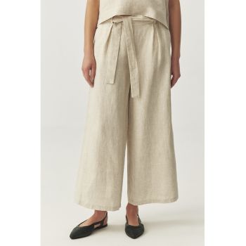Pantaloni din in cu croiala ampla