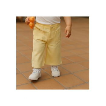 Pantaloni largi cu buzunare in fata  - Keep Going - Galben - pentru fetite