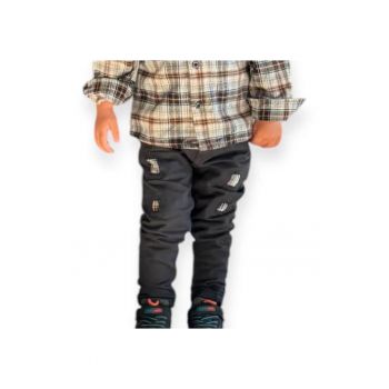 Pantaloni rock cu patchuri crem  - Road Legend - Negru - pentru baietei