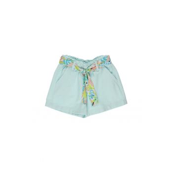 Pantaloni scurti cu esarfa in talie  - Jungle - Verde Mint - pentru fetite