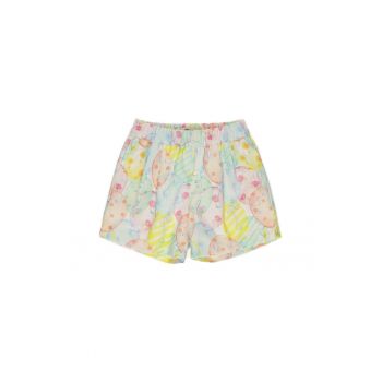 Pantaloni scurti cu imprimeu colorat  - Party Mood - Alb cu cercuri multicolore - pentru fetite