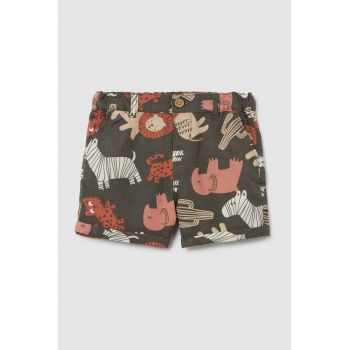 Pantaloni scurti din amestec de in cu model cu animale