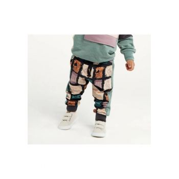 Pantaloni sport cu imprimeu patratele colorate  - Discovery - Verde Mint - pentru baietei