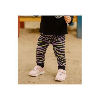 Pantaloni sport  - Zebra - Negru si Mov - pentru fetite