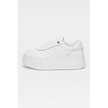 Pantofi sport flatform din piele si piele ecologica