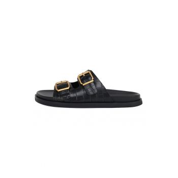 Papuci din piele cu aspect de piele de crocodil