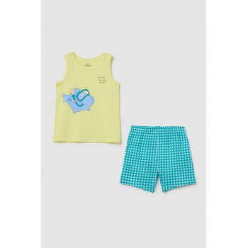 Pijama scurta cu imprimeu cu rechin
