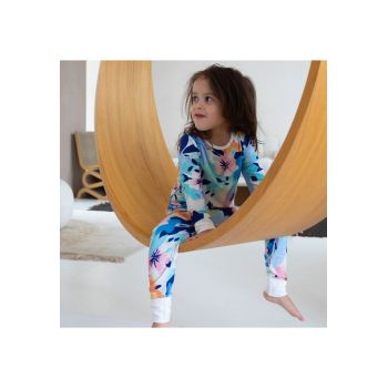 Pijamale 2 piese - material din bambus -  - WaterColors - Multicolor Bleu - pentru fetite