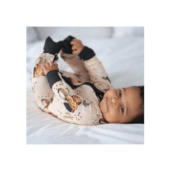 Pijamale lungi din bambus cu fermoar reversibil - - Safari - Maro si Negru - pentru baieti Pijamale lungi din bambus cu fermoar reversibil - - Safari - Maro si Negru - pentru baieti