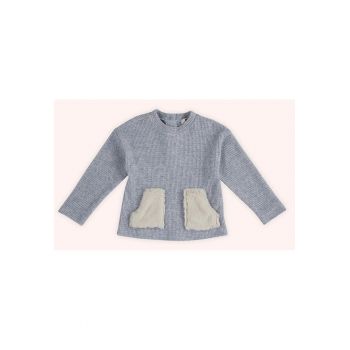 Pulover tricotat cu buzunare de blanita -  - It`s Our Nature - Blue - pentru fetite