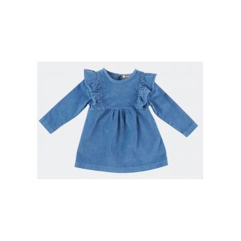 Rochie babydoll cu maneca lunga si volanas -  - Braverry - Albastru - pentru fetite