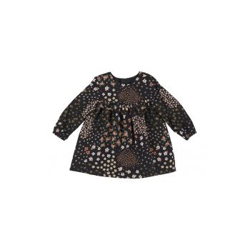 Rochie cu model floral  - Blossoms - Negru - pentru fetite