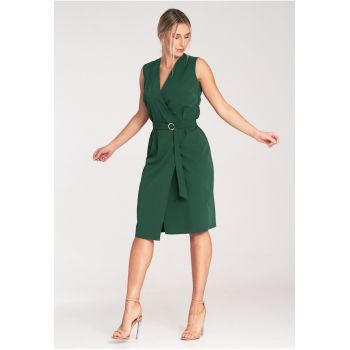 Rochie midi  verde cu eleganta - poliester ieftina