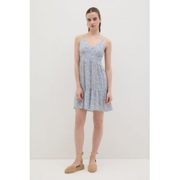 Rochie mini cu decolteu in V si model floral ieftina