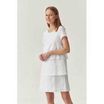Rochie scurta din amestec de in cu model stratificat