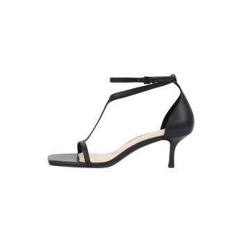 Sandale de piele cu toc kitten