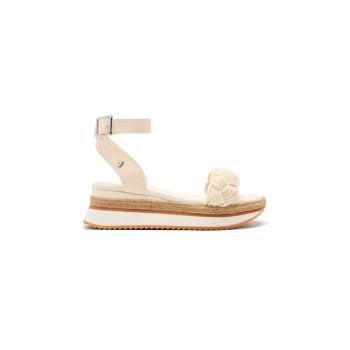 Sandale din piele ecologica cu talpa demi-wedge