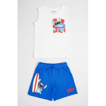 set de pantaloni scurti cu snur si top Stitch