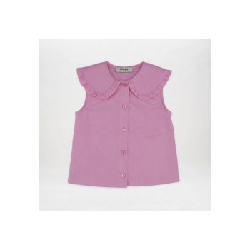 Top cu guler si nasturi  - Stella - Roz - pentru fetite