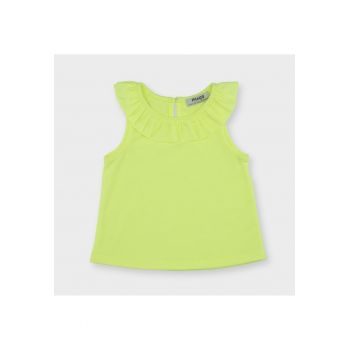 Top cu guler volan  - Elena - Galben Fosforescent - pentru fetite