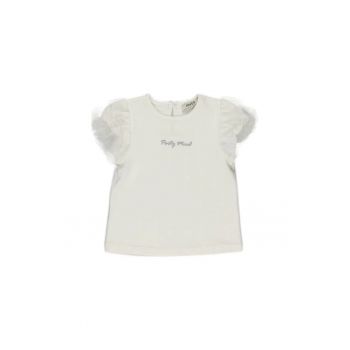 Tricou cu maneci bufante  - Party Mood - Alb - pentru fetite